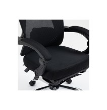 Silla de Oficina Manager con Reposapiés - Premium Quality Tela-Malla Negro - 124/114 x 58 x 62 cm.