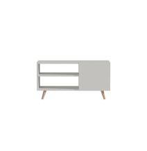 Mueble de TV con 3 Estantes y 1 Puerta de Melamina Color Blanco 90x32x46 cm - Compacto y Elegante para Salón.