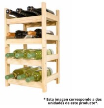 Botellero de Madera de Pino apilable en Color Natural para 6 Botellas y con 2 Niveles de Altura.