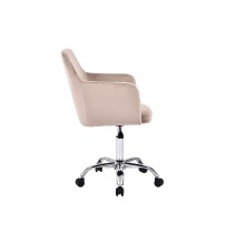 Silla de Oficina en Terciopelo Rosa con Patas Metálicas - 94/80x55x54 cm, Estilo Elegante y Confortable.