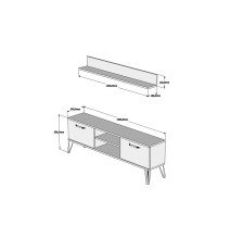 Mueble de TV con Estante Hecho en Melamina Blanco, 150x30x50.6 cm