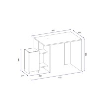 Escritorio de Oficina Moderno en Color Blanco y Roble - 113x55x74 cm - Con Cajón y Estantes