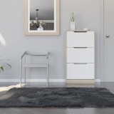 Mueble Zapatero con 3 Puertas, Estrecho, Color Cambria y Blanco, Medidas: 107 cm (Alto) x 60 cm (Ancho) x 17,3 cm (Fondo)